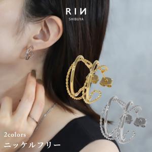 凛 RIN ピアス 18金 18Kコーティング レディース ニッケルフリー 2連