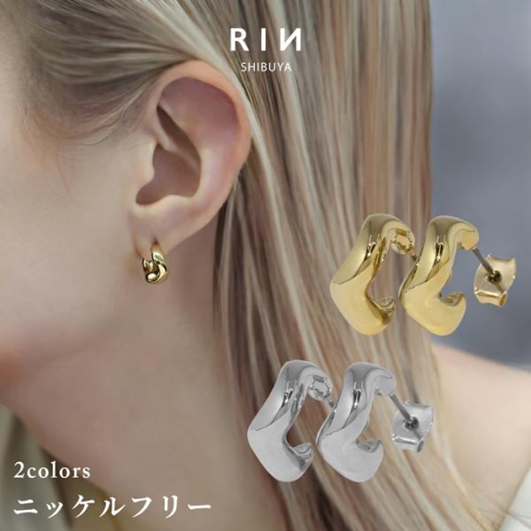 ピアス レディース 金属アレルギー対応 18金 18Kコーティング ハーフフープ チタンポスト カー...