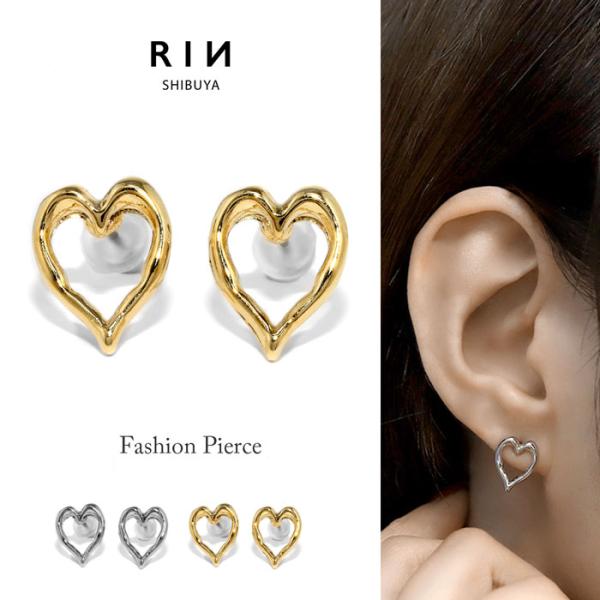ピアス レディース ハート 16Kコーティング 16金 チタンポスト 金属アレルギー対応 『両耳用・...
