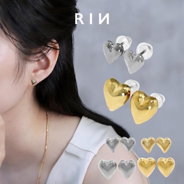 ピアス レディース ハート 16Kコーティング 16金 メタル シンプル スタッド 可愛い おしゃれ...