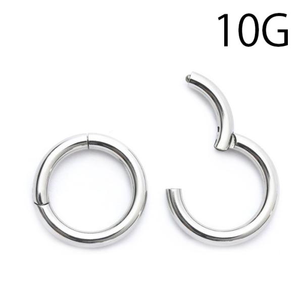 ボディピアス 軟骨 10G ワンタッチ セグメントリング クリッカー フープ ラージゲージ 金属アレ...