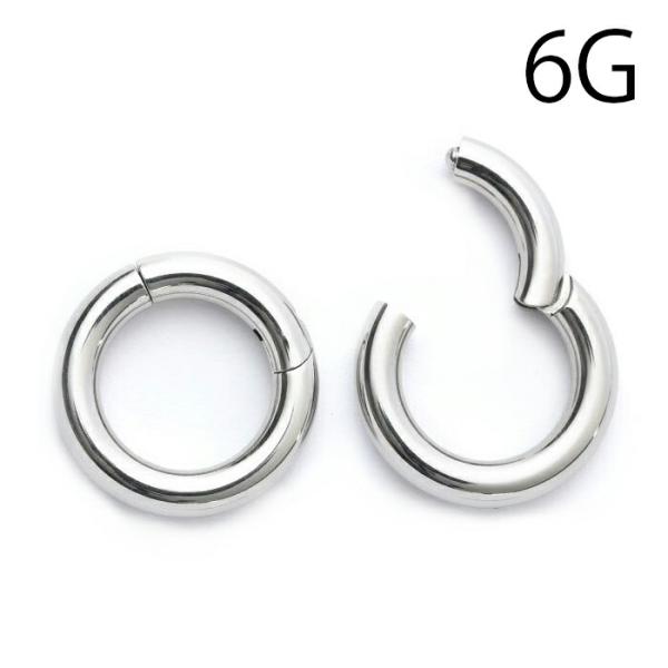ボディピアス 6G 軟骨ピアス ワンタッチ セグメントリング リングピアス フープ 片耳用 ステンレ...