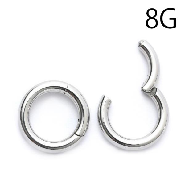 ボディピアス 8G ワンタッチ セグメントリング クリッカー フープ 軟骨 片耳用 金属アレルギー対...