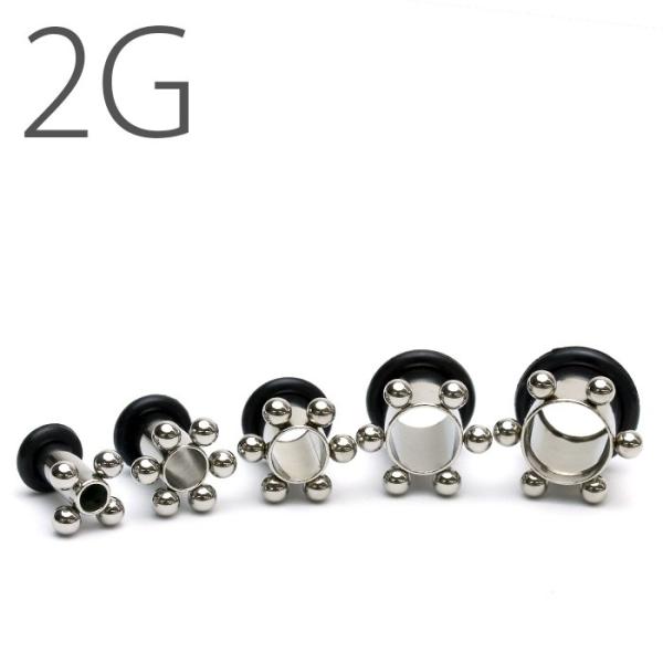 ボディピアス 軟骨ピアス 2G ボール付シングルフレア フレアアイレット トンネル ラージゲージ 片...