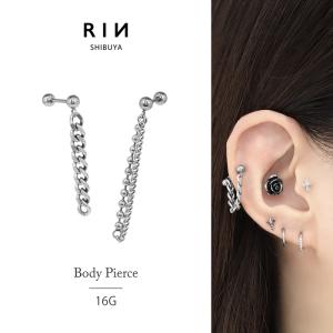 4°C チェーン付きピアス　新品　未使用 凛 RIN ボディピアス チェーン 軟骨 16G スタイリッシュ 片耳用