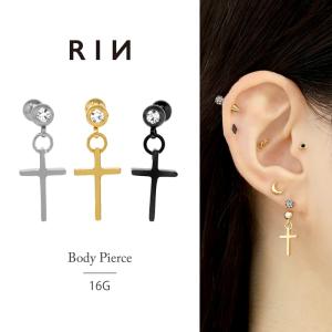 凛 RIN ボディピアス クロス 軟骨 14G 16G 十字架 ストレートバーベル