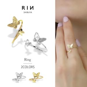 指輪 レディース リング 蝶 蝶々 バタフライ オープンリング 可愛い おしゃれ 細い 華奢 調節 40代 50代