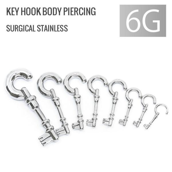 ボディピアス 6G 鍵 軟骨 スタイリッシュ トライバル ステンレス 金属アレルギー対応