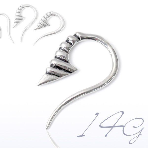 ボディピアス 14G トライバル スタイリッシュ フック サージカルステンレス 片耳用 金属アレルギ...