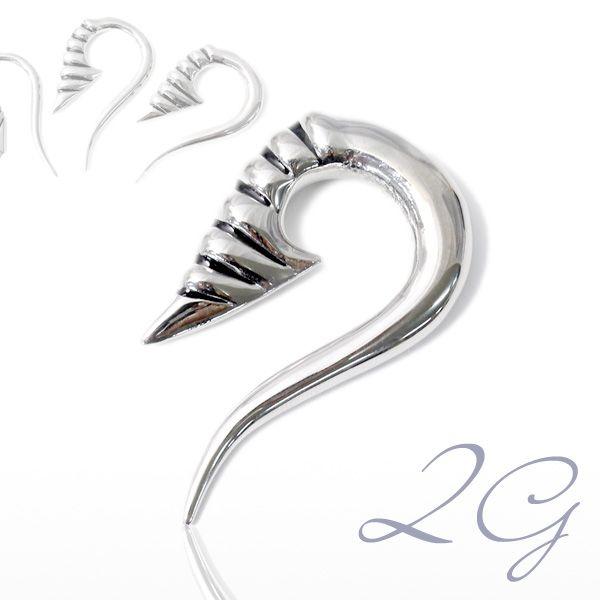 ボディピアス 2G トライバル スタイリッシュ フック ラージゲージ サージカルステンレス 片耳用 ...