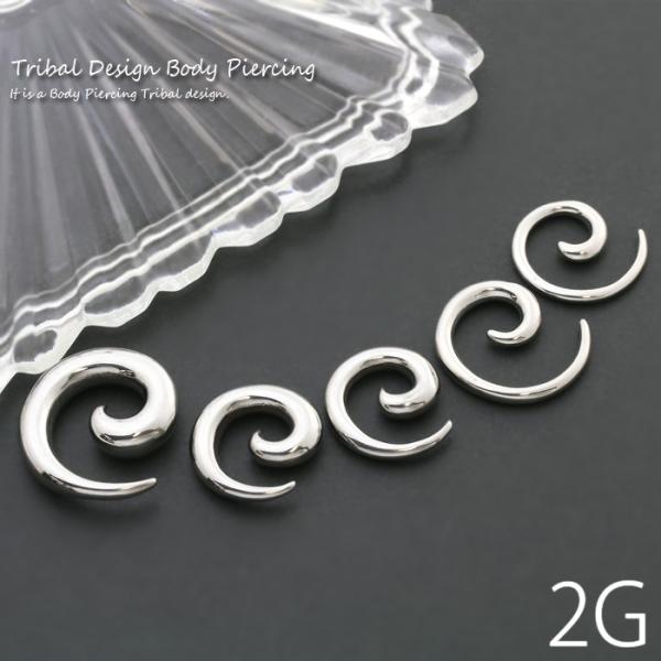 ボディピアス 2G トライバル 変形 うずまき サージカルステンレス 片耳用 メンズ
