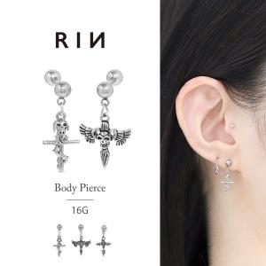 凛 RIN ボディピアス クロス 軟骨ピアス 十字架 14G 16G メンズ