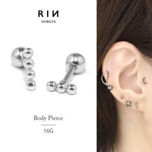 UNOAERRE スパイラルデザインピアス　片耳　18k 凛 RIN ボディピアス 16G 14G 18G スパイラルバーベル ステンレス 片耳