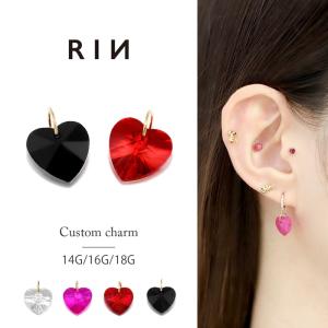 高品質♡ルビーbigハート♡♡No.2066 凛 RIN ボディピアス ハート 14G 16G 軟骨 ジュエル 揺れる かわいい