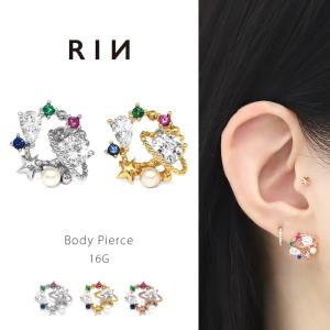 凛 RIN 軟骨ピアス 16G ボディピアス 雪の結晶 スノークリスタル