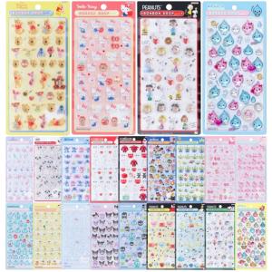 ボンボンドロップシール サンリオ ディズニー スヌーピー しずくちゃん シール クリア 立体 ぷっくり つや レジン デコ キャラクター 第1弾