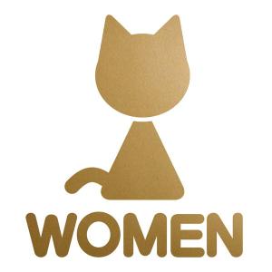 トイレマーク 女性 猫 カッティングステッカー 色・サイズ選択可