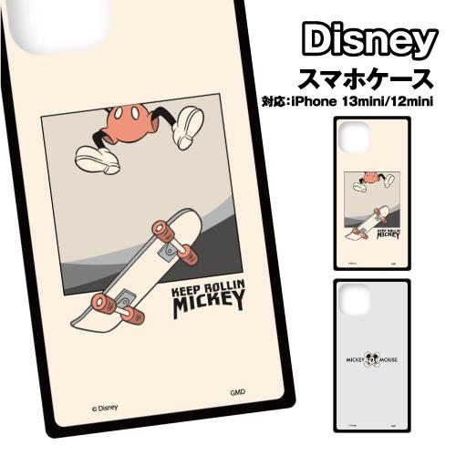 ディズニーキャラクター iPhone13mini/12mini対応スクエアガラスケース DN-912...
