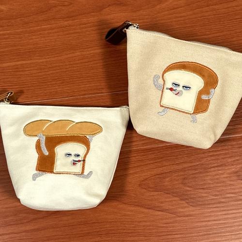 パンどろぼう 舟形ポーチ／ふわふわワッペンシリーズ PDB-070-1 /アイボリー ベージュ