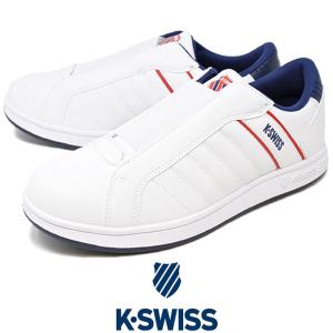 メンズ スニーカー スリッポン ローカット コートスニーカー ケースイス K-SWISS KS 300 SLIP ホワイト/ネイビー/レッド シューズ 靴｜rio-footwear