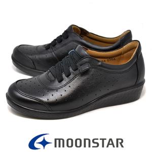 レディース ムーンスター スポルス 2402 黒 ブラック 本革 コンフォートシューズ 4E 日本製 ゴム紐 MOONSTAR SPORTH｜rio-footwear