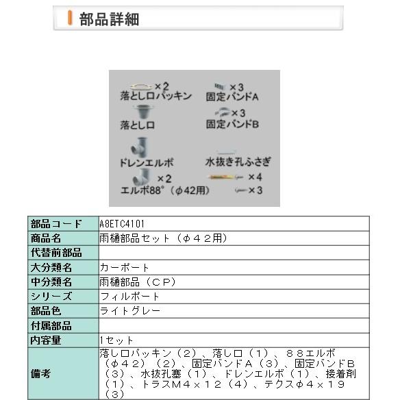 LIXIL・A8ETC4101 リクシル 雨樋部品セット（φ４２用）