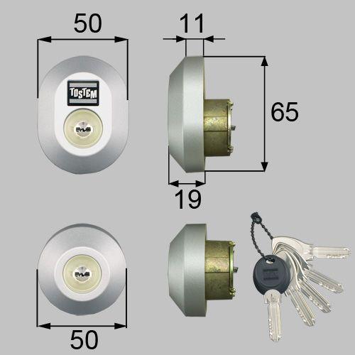 ドア錠セット（ＭＩＷＡ ＤＮシリンダー）楕円 D5GZ3021 TOSTEM(トステム)