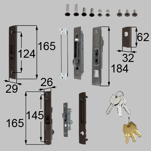 【新日軽】ＮＭメンテ 錠セット　内外錠サイド錠セットシリンダー付　J8DL1097N