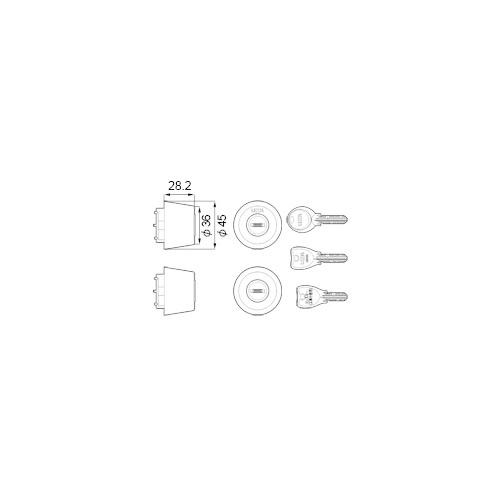 LIXIL・ [Z-1A3-DDTW]トステム シリンダーセット（ＤＮシリンダーＣ．Ｃ１６．５） 玄...