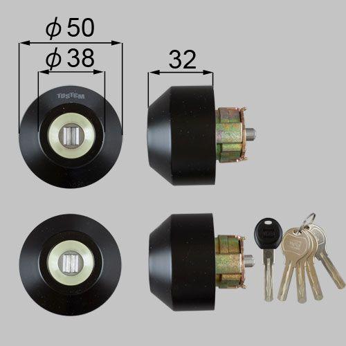トステム(TOSTEM）ドア錠セット（ユーシン Ｗシリンダー）Z-2A3-DHYDブラック