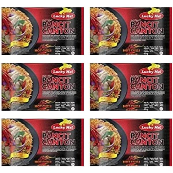 Lucky Me Pancit Canton ホットチリ 味 【 6袋 】 ラッキーミー パンシット...