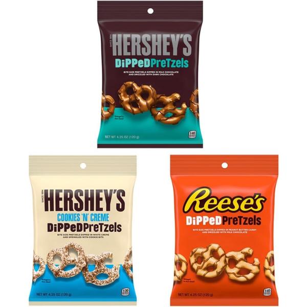 ハーシー ディップドプレッツェル 【 3袋 アソート 】 ミルクチョコ クッキー＆クリーム リーセス...