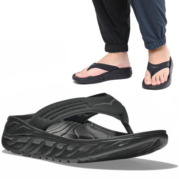 ホカ HOKA サンダル メンズ オラリカバリーフリップ ORA RECOVERY FLIP ブラッ...