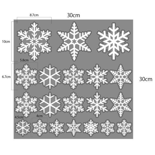 綺麗に剥がせるウィンドウステッカー　雪の結晶ステッカーセット　20枚入り　クリスマス