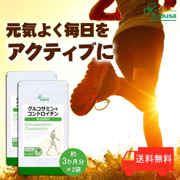 グルコサミン＋コンドロイチン 約3か月分×2袋 C-221-2 (180カプセル×2袋) サプリメン...