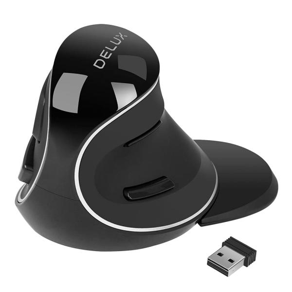 DELUX 無線エルゴノミクスマウス 2.4G静音縦型マウス、取り外し可能リストレスト、800/10...