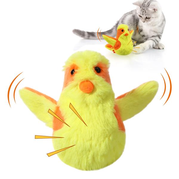 猫用おもちゃ ぬいぐるみ ひよこ Pawaboo 電動 はばたく 鳥 猫玩具 ペットおもちゃ ひとり...