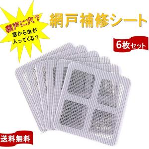網戸用 補修シート 6枚セット 風を通す網状 サイズ10×10cm
