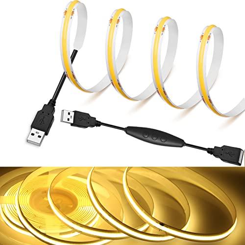 Rye LEDストリップライトDC5V COBテープライトスーツフレキシブル 高密度 LEDテープラ...