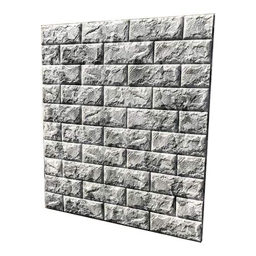 壁紙研究所 超大判 レンガ調 グレー 壁紙 クッション壁紙 立体壁紙 70cmx77cm DIY レ...