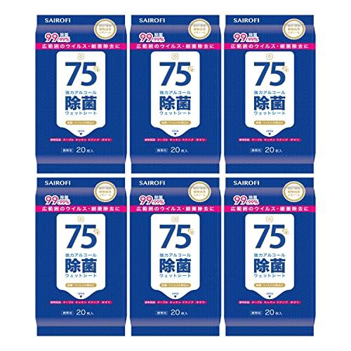 6個セットアルコール除菌ウエットシートEX 植物由来エタノール 高濃度アルコール75%配合 ウエット...
