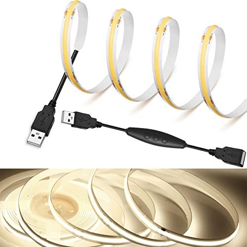 Rye LEDストリップライトDC5V COBテープライトスーツフレキシブル 高密度 LEDテープラ...