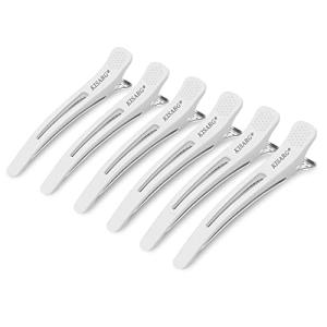 KISARGダッカール ヘアクリップ 美容師カールクリップ 前髪 床屋 業務用クリップ ヘアピン 跡がつかない 滑り止め まとめ買い 6本セット