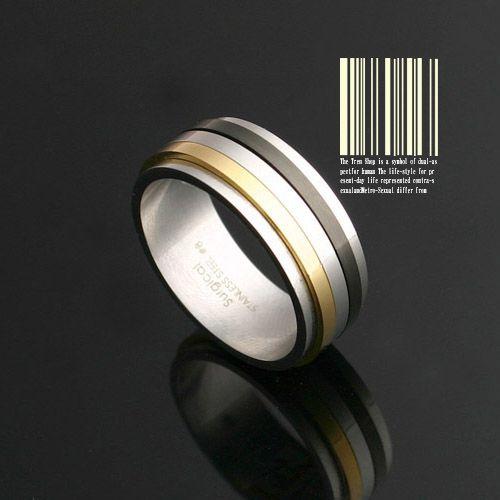 3カラーシャープライン316Lサージカルスチールリング