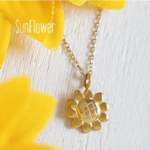 K18 18金 ネックレス レディス sunflower ひまわり 向日葵 ゴールド