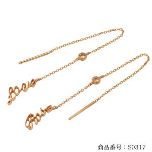 K18 18金 LOVE ROSE チェーン アメリカンピアス ピアス ゴールド 一粒 ホワイトトパーズ GOLD ゴールド｜risacrystal