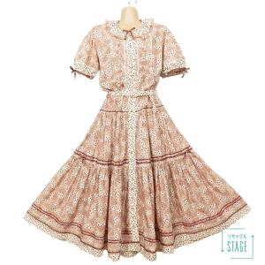 ピンクハウス☆ワンピース 薄オレンジ系 パッチワーク&リボン付き  