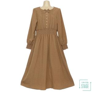 ピンクハウス☆ワンピース 薄オレンジ系 パッチワーク&リボン付き  