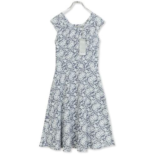 【紙タグ有】FAS ファス★刺しゅうのワンピース フランス製 ブルー×白系 花柄 z12993