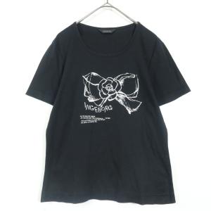 インゲボルグ★プリントTシャツ バラ リボン サイズS ブラック系 z14112